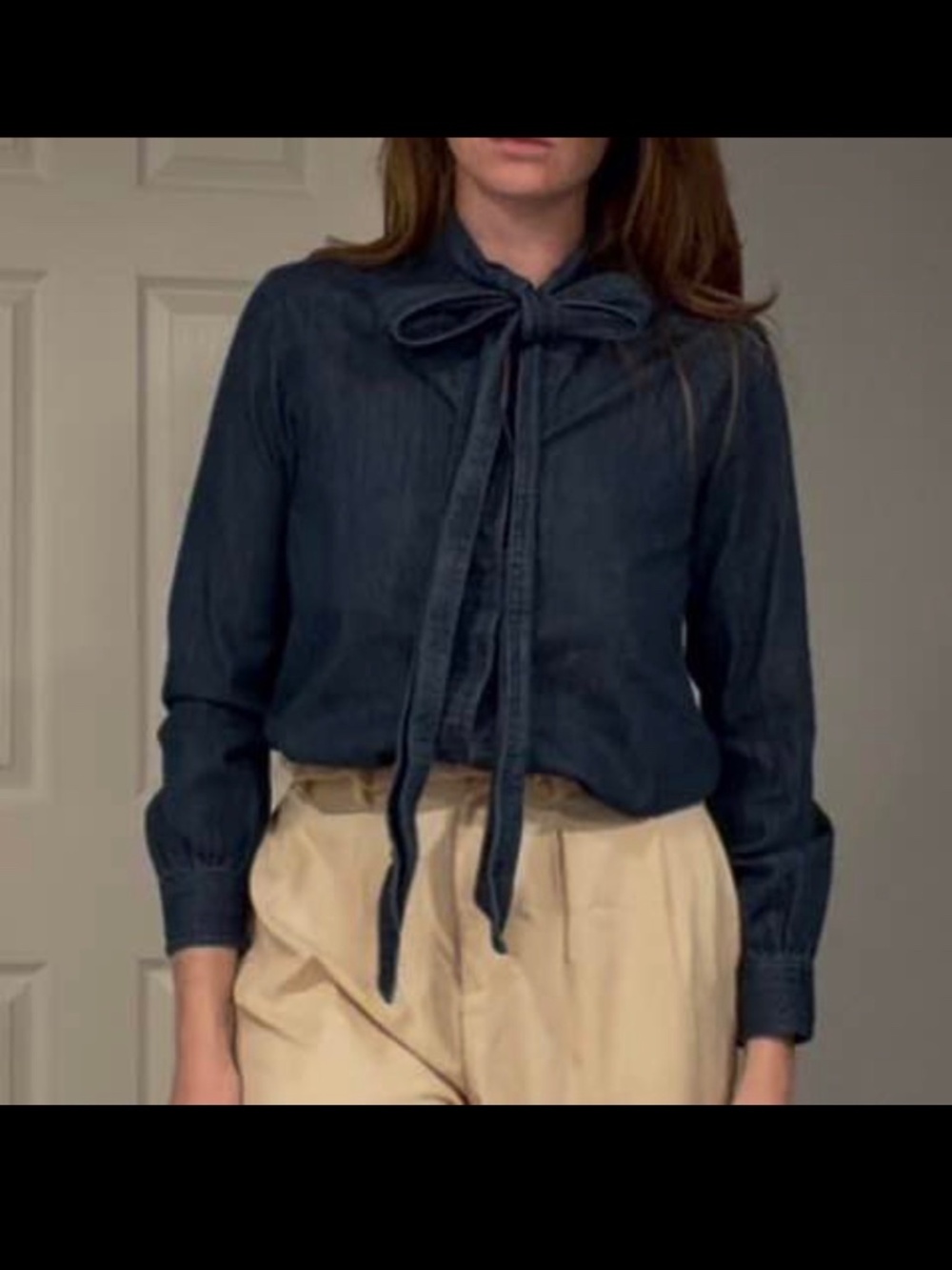 Madewell Denim Tie-Neck Blouse - Picture 2 of 2